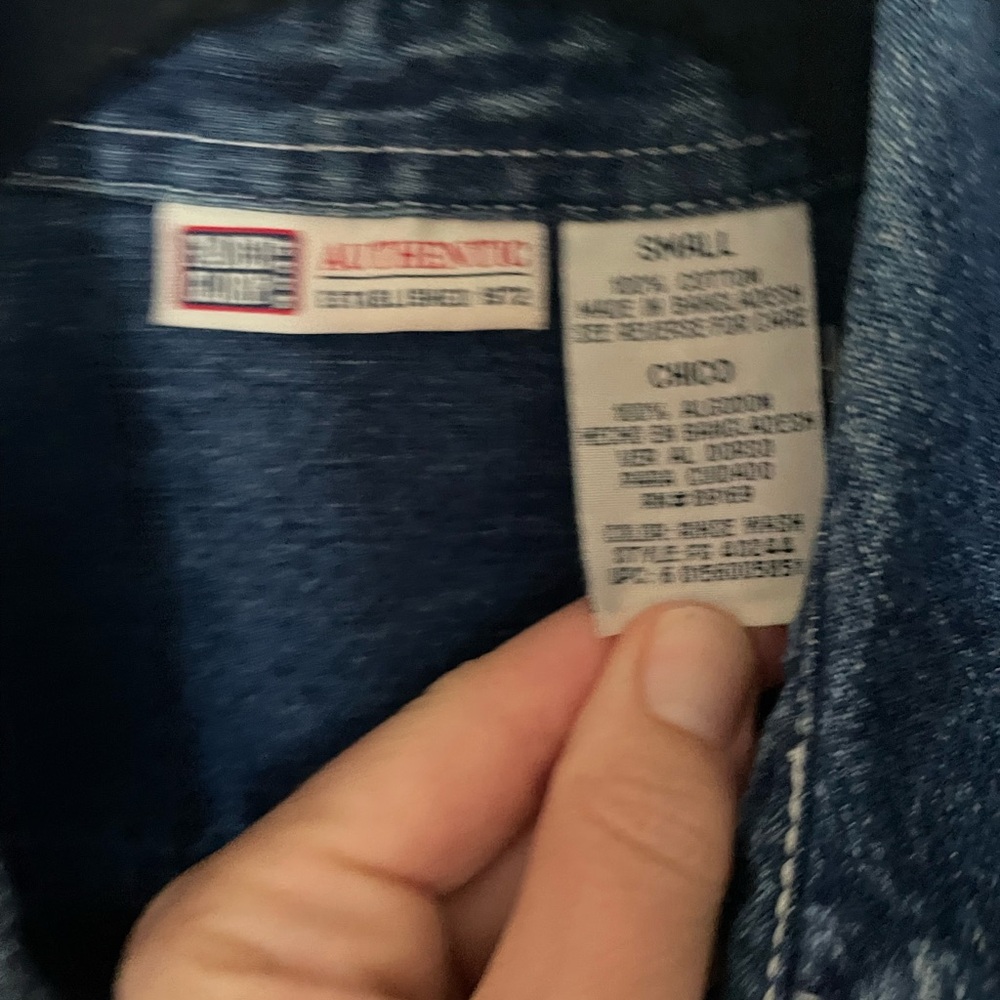 Vintage Faded Glory Dark Blue Denim Midi Dress with Self-Tie Belt - Picture 2 of 3